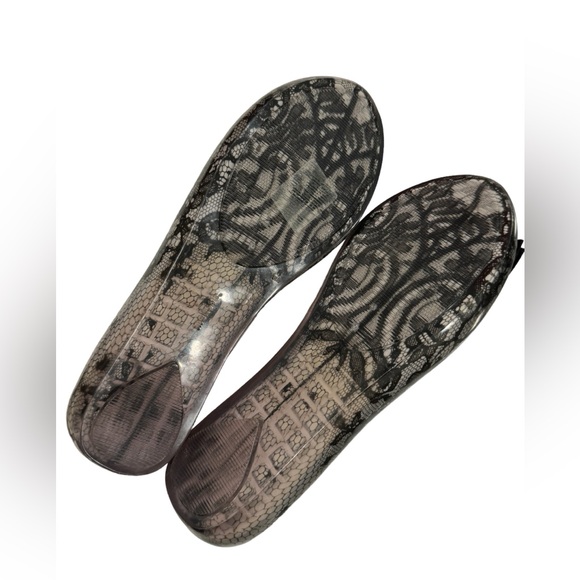 New Melissa Jason Wu 2 lace print ballet flats ultra girl owl peep toe jellies - Picture 2 of 3